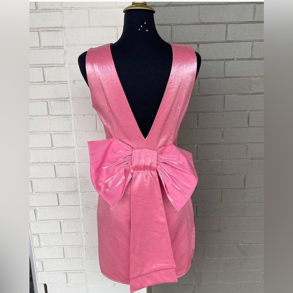 NWT LINA Unique Barbie World Mini dress with Bow Homecoming Dresses Candy Pink - Picture 2 of 2